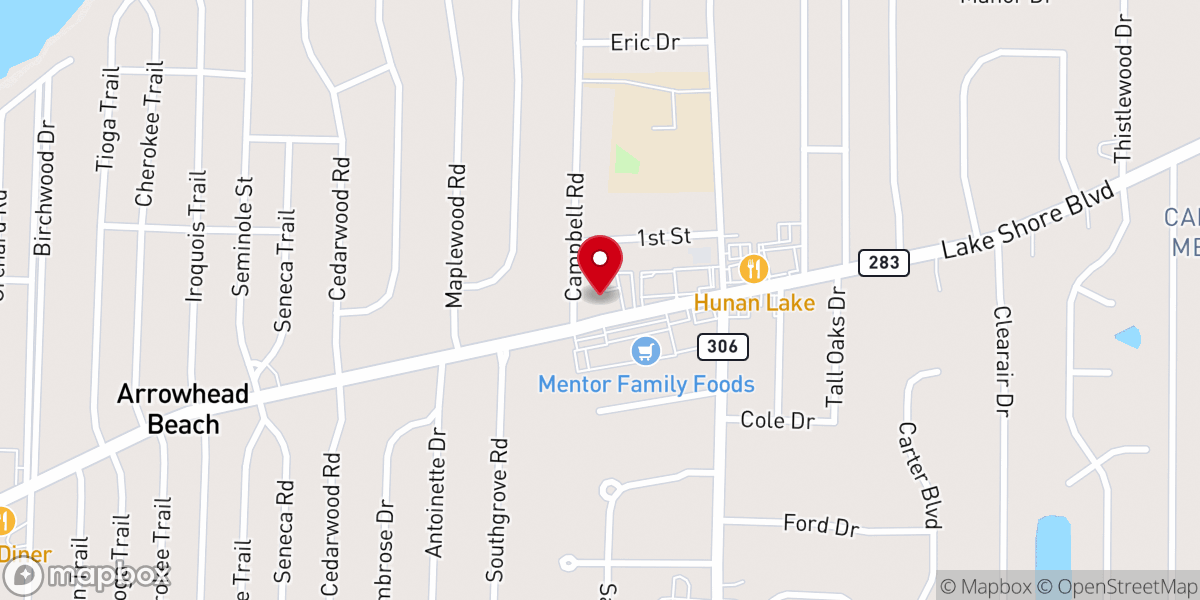 Map showing location of Mentor Plains United Methodist Church