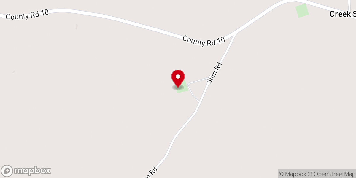 Map showing location of Creek Stand Church
