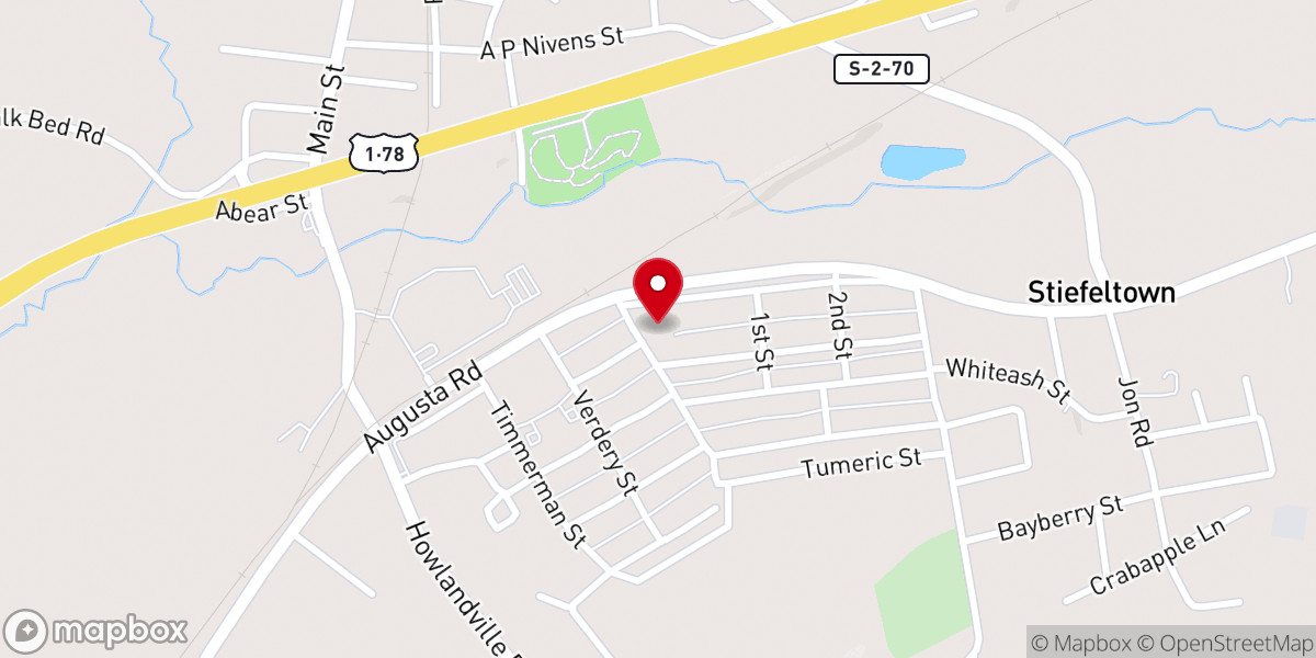 Map showing location of Warrenville First Baptist Church