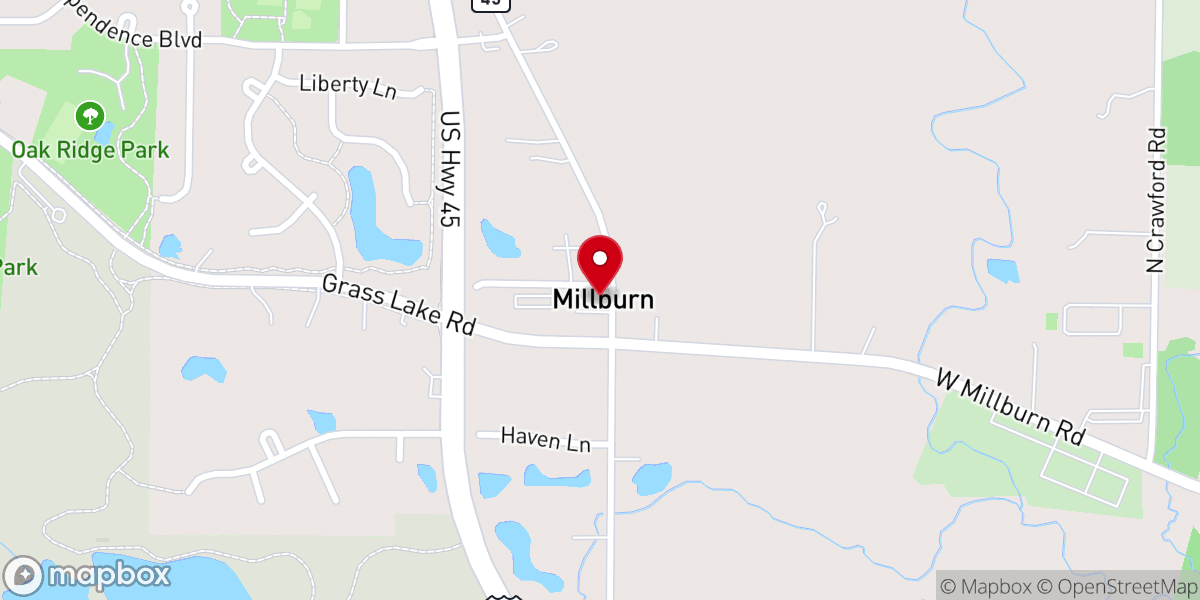 Map showing location of Millburn United Church of Christ
