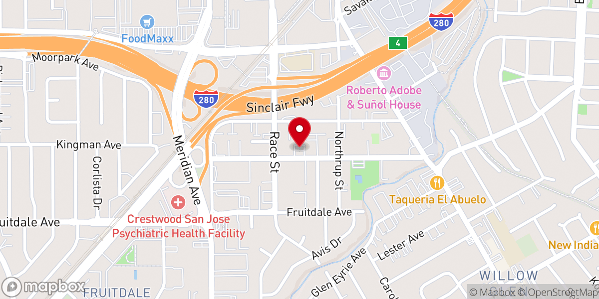 Map showing location of South Bay Agape Christian Church