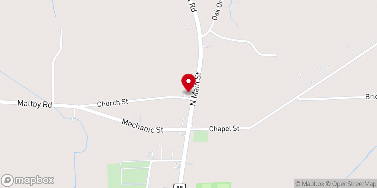 Map showing location of First Presbyterian Church-Elba