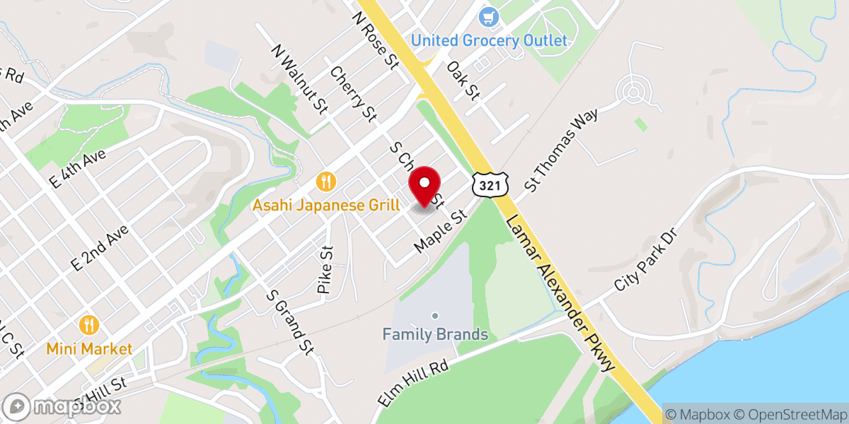 Map showing location of Bell Avenue Church