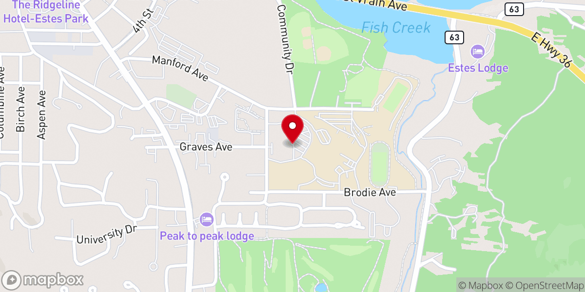 Map showing location of Estes Valley Community Center