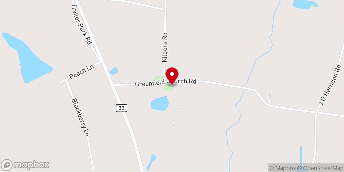 Map showing location of Greenfield Church