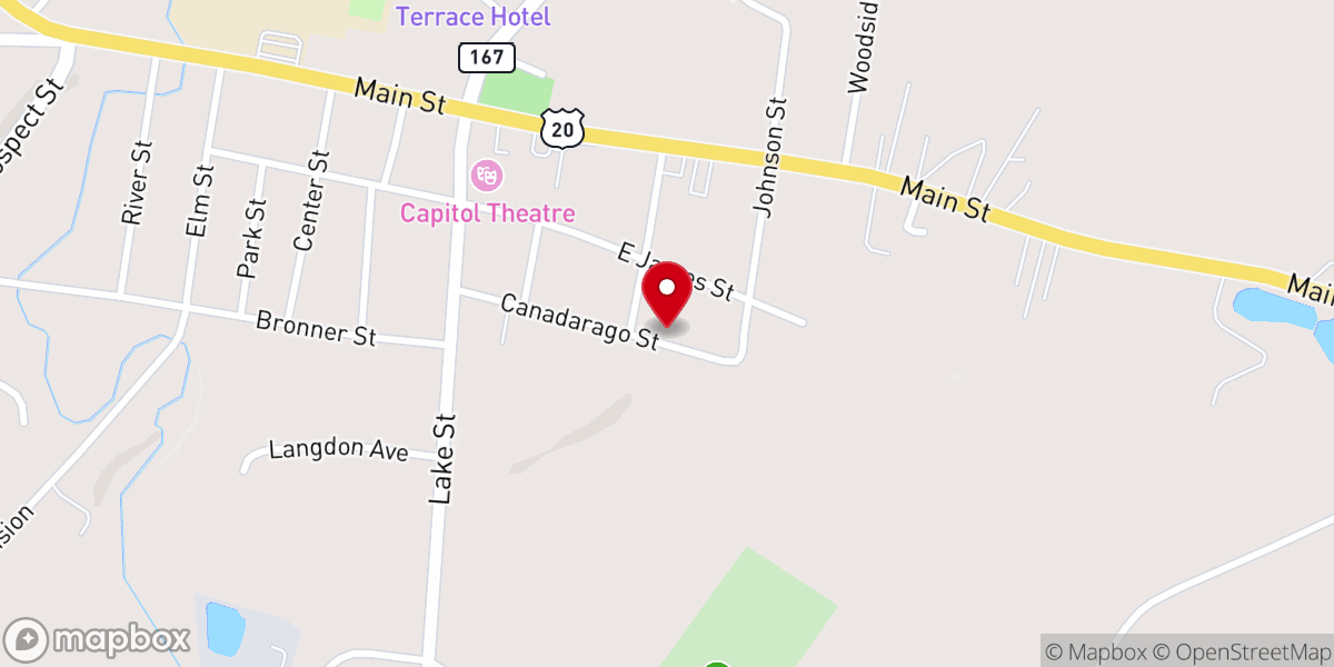Map showing location of St. Joseph the Worker Parish (Richfield Springs site)