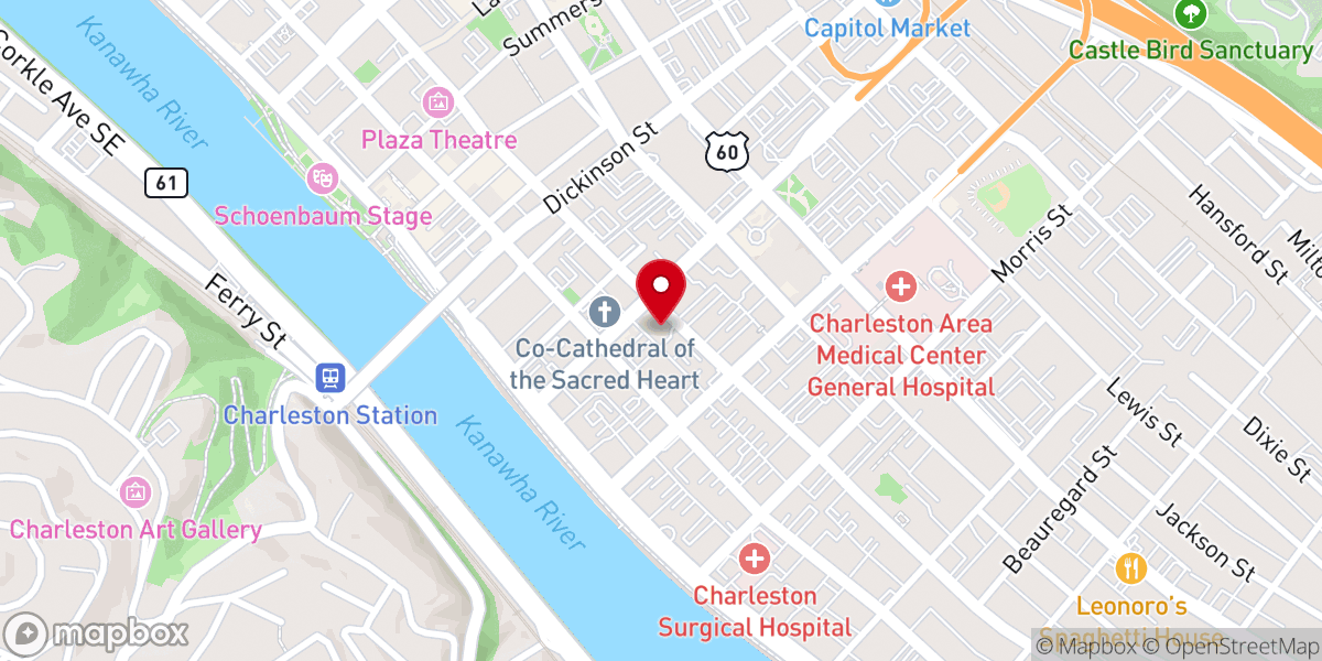 Map showing location of St. John's Episcopal Church
