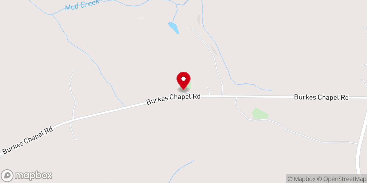 Map showing location of Burks Chapel United Methodist Church