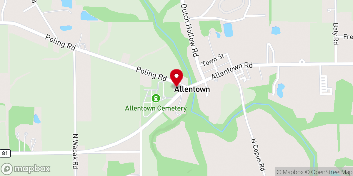 Map showing location of Allentown United Methodist Church