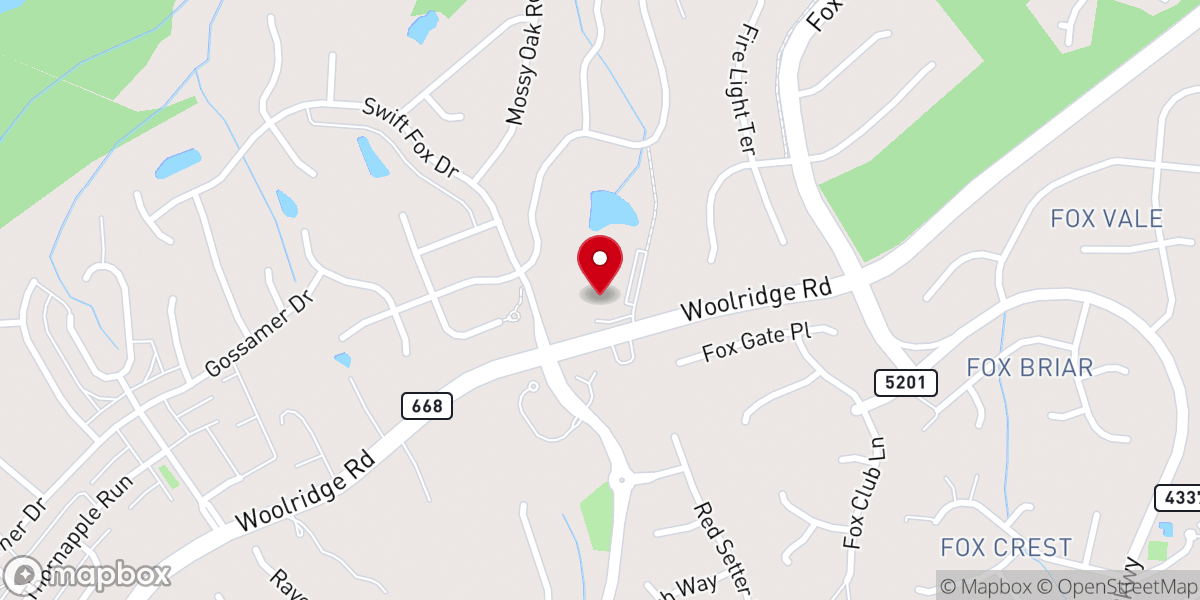 Map showing location of Swift Creek Presbyterian Church