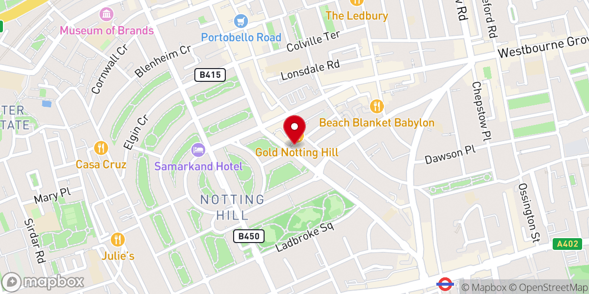 Map showing location of St Peter's Church, Notting Hill