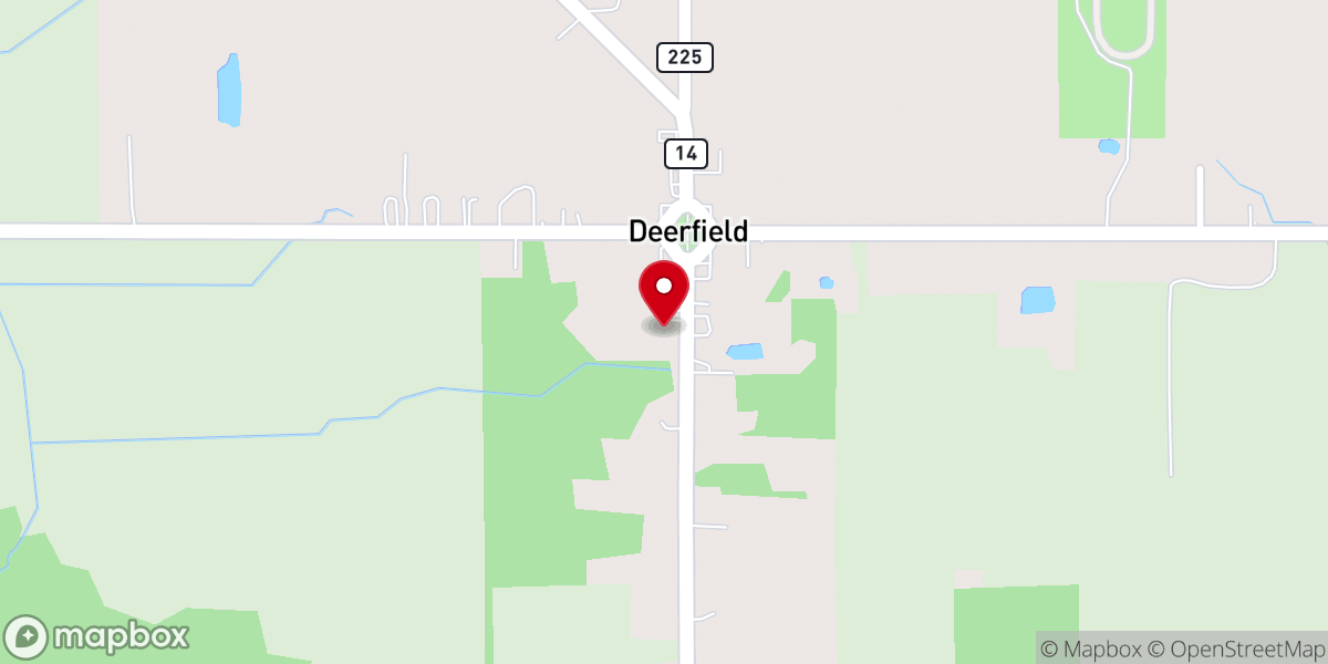 Map showing location of Deerfield Friends Church