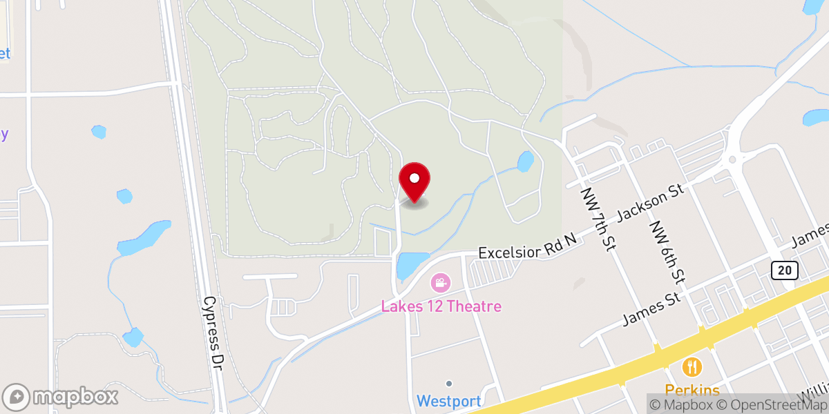 Map showing location of Lakes Area Bible Church
