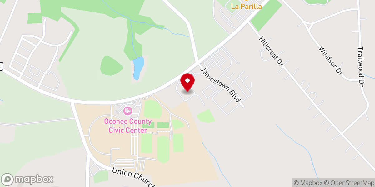 Map showing location of Oconee Presbyterian Church USA