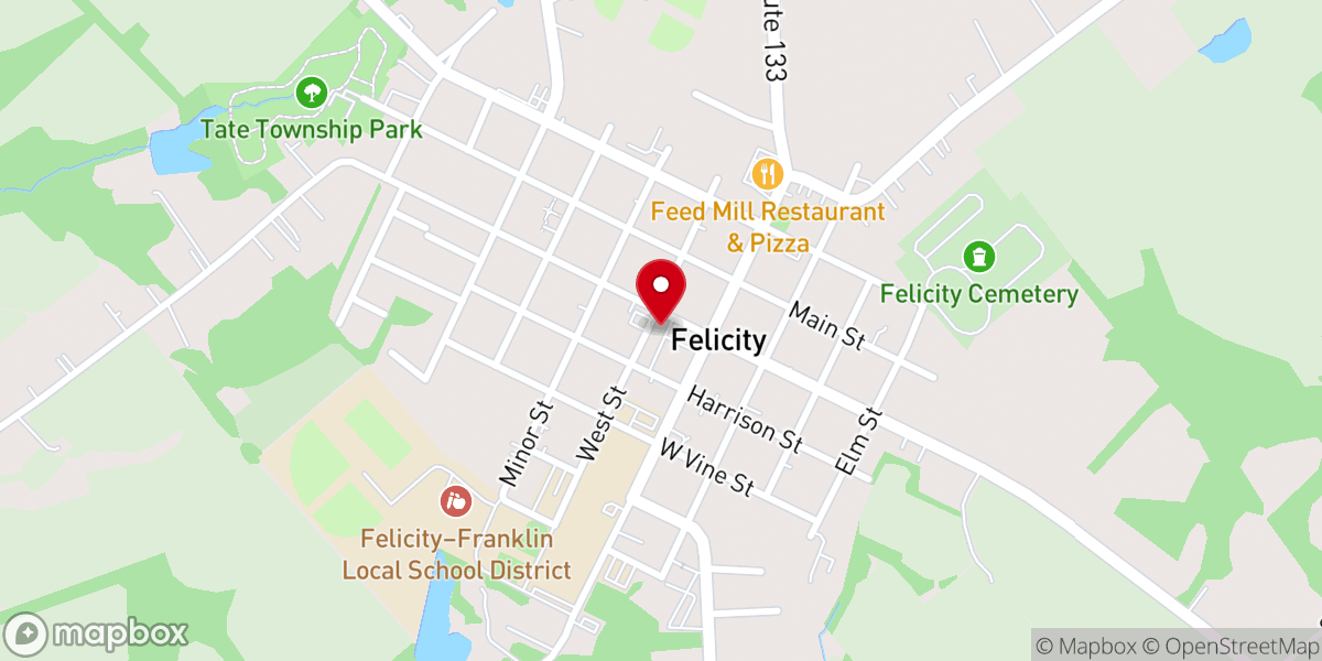 Map showing location of Felicity United Methodist Church - Food Pantry