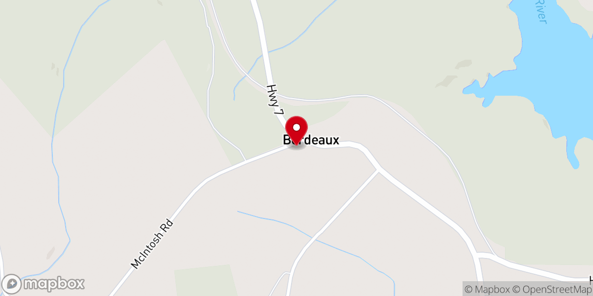 Map showing location of Bordeaux Church