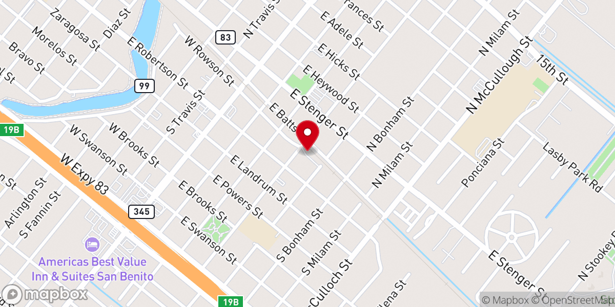 Map showing location of Iglesia Revival San Benito