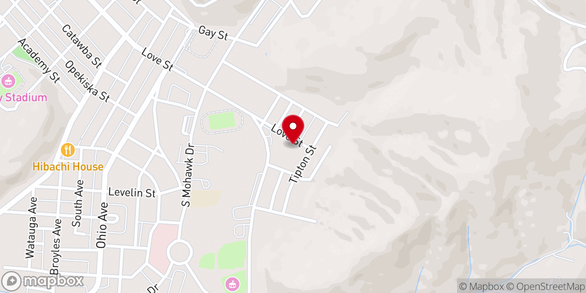 Map showing location of Erwin Full Gospel Tabernacle