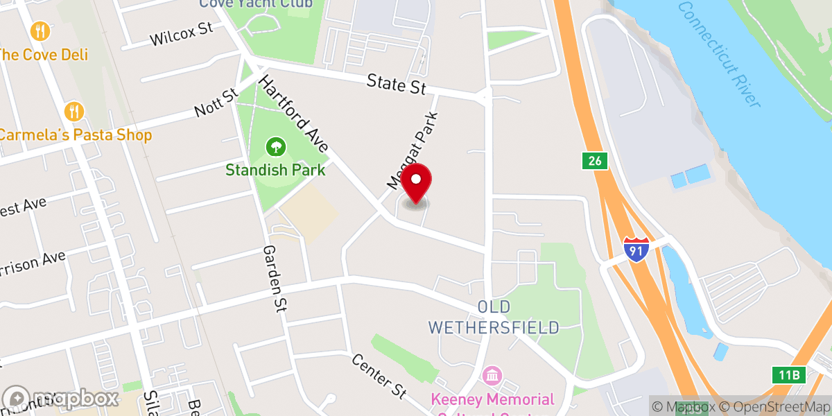 Map showing location of Sacred Heart Church of Wetherfield