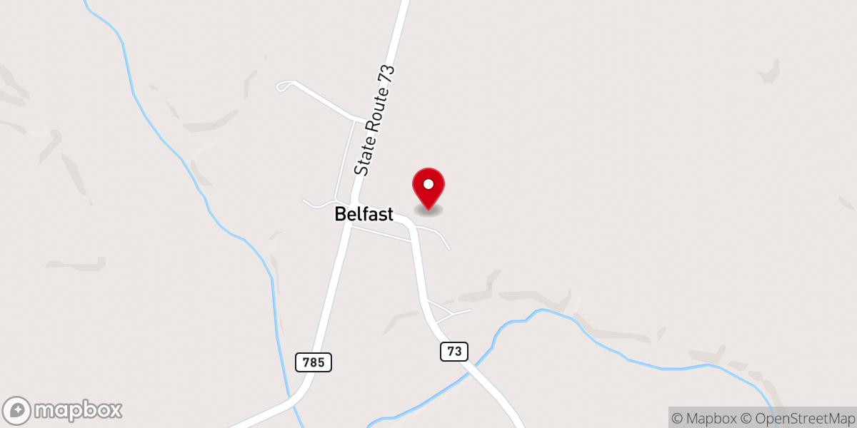 Map showing location of Belfast United Methodist Church