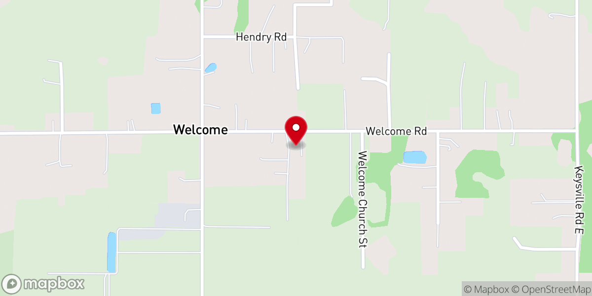 Map showing location of Welcome Baptist Church