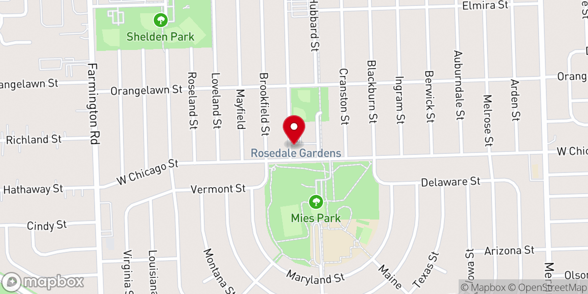 Map showing location of Rosedale Gardens Presbyterian Church