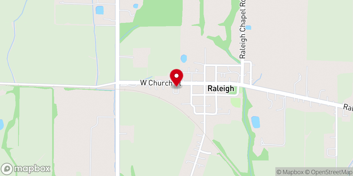 Map showing location of Raleigh Baptist Church