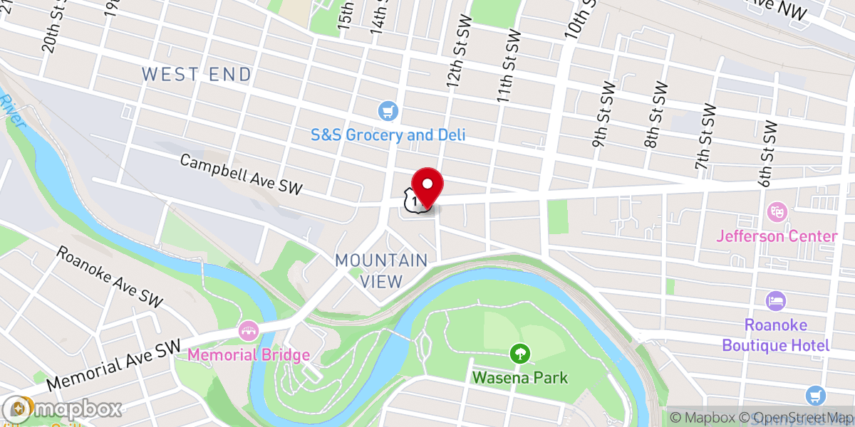 Map showing location of West End Presbyterian Church