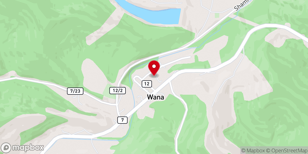 Map showing location of Wana United Methodist Church