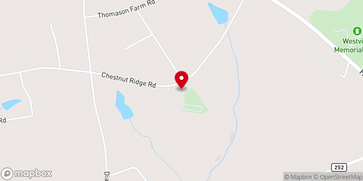Map showing location of Chestnut Ridge Baptist Church