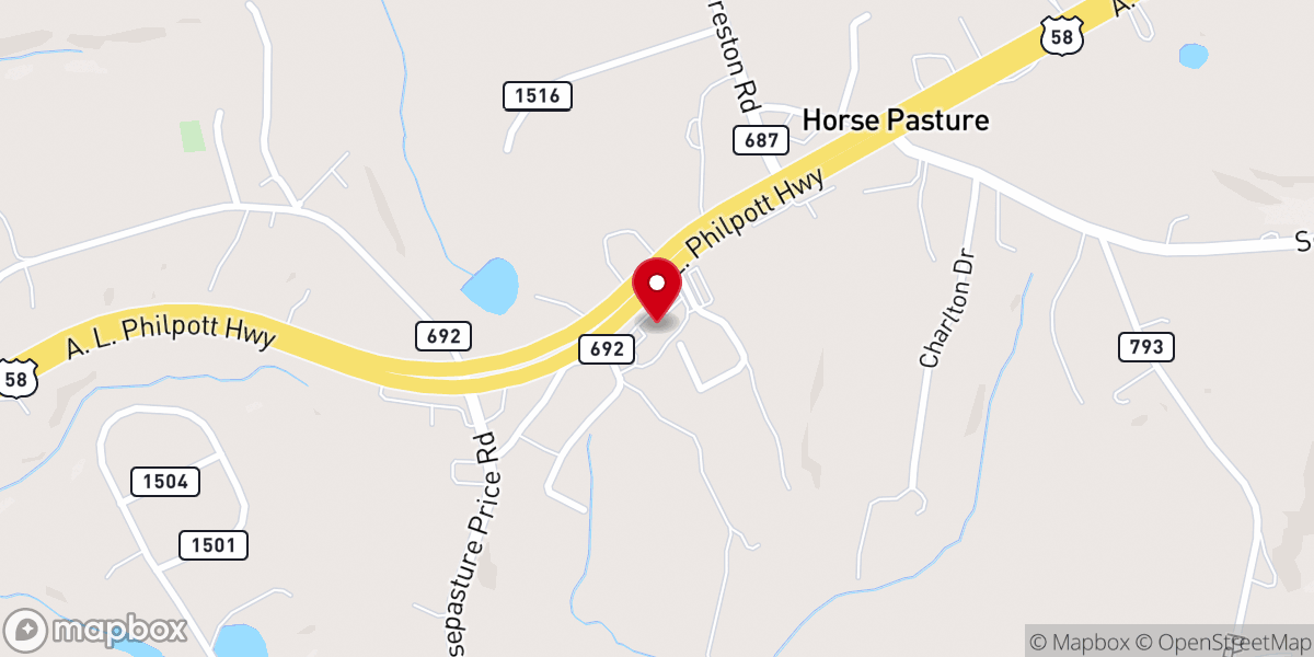 Map showing location of Hillcrest Baptist Church
