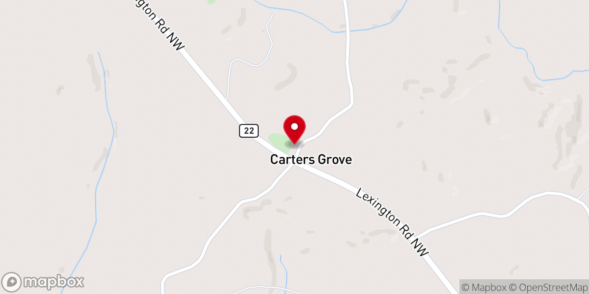 Map showing location of Carters Grove Baptist Church