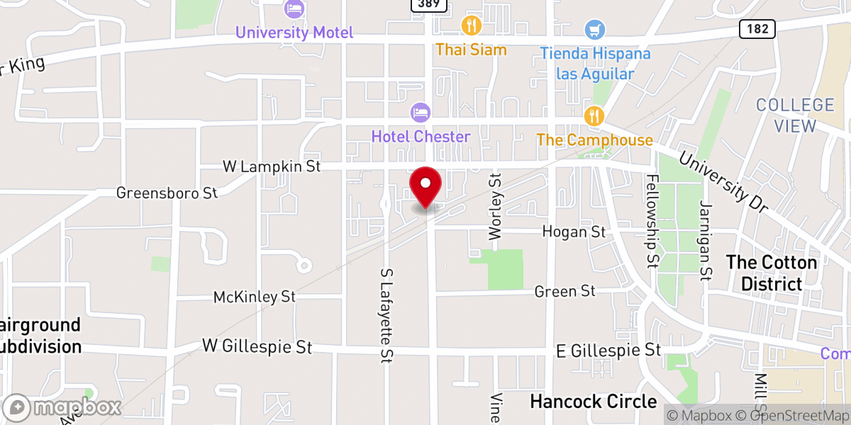 Map showing location of First Baptist Starkville Warehouse