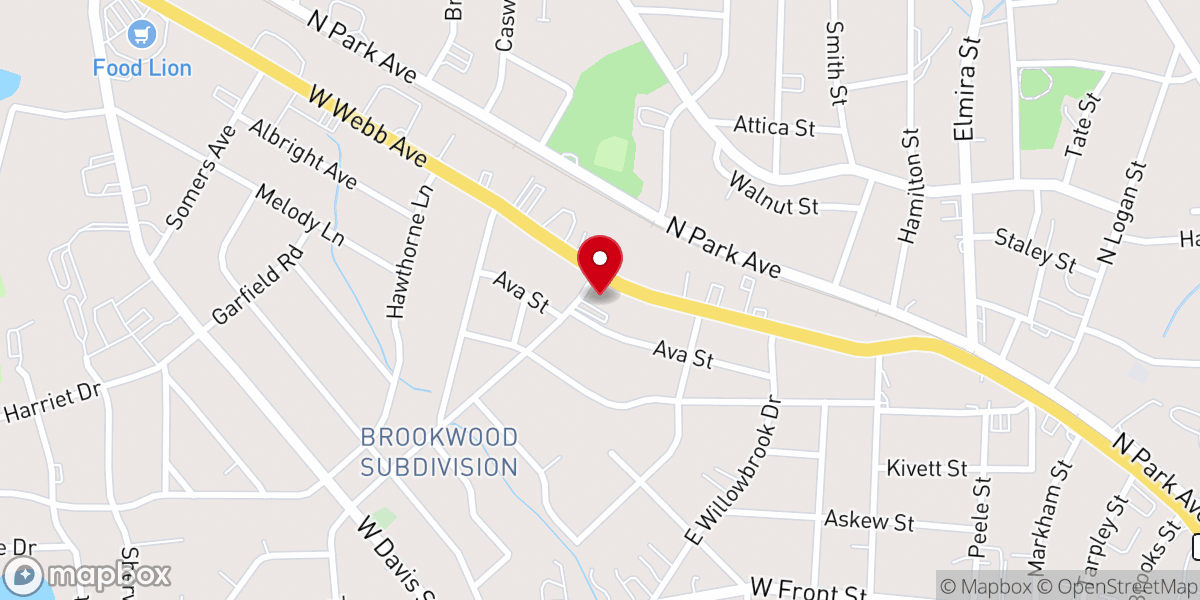 Map showing location of Westminster Presbyterian Church