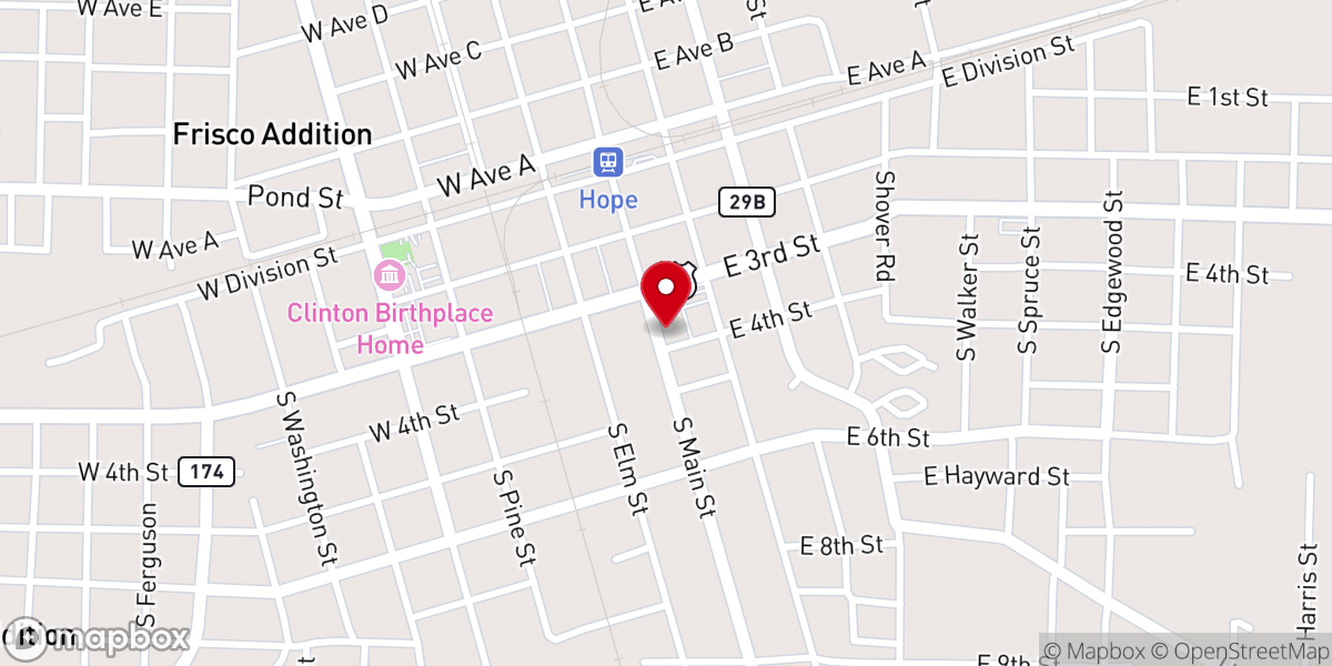 Map showing location of First Baptist Church