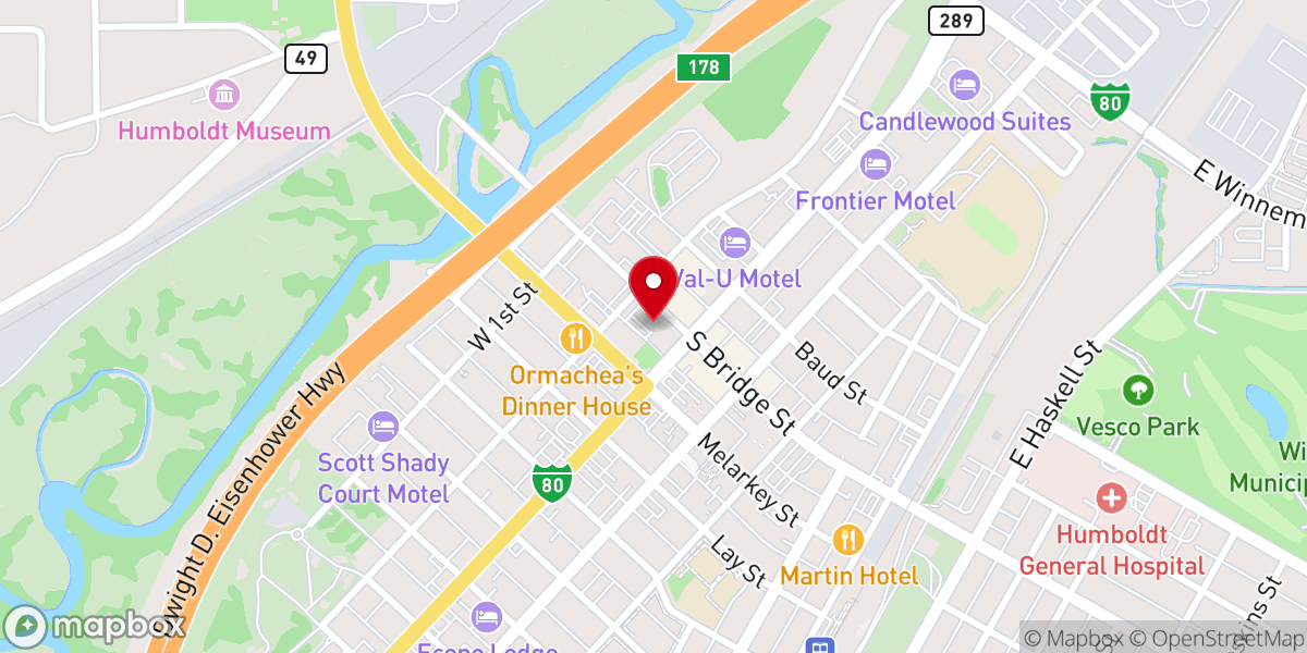 Map showing location of Humboldt County Chamber-Commerce