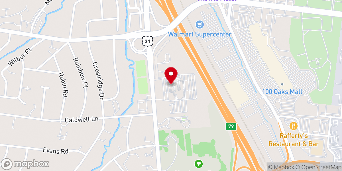 Map showing location of Woodmont Hills Church