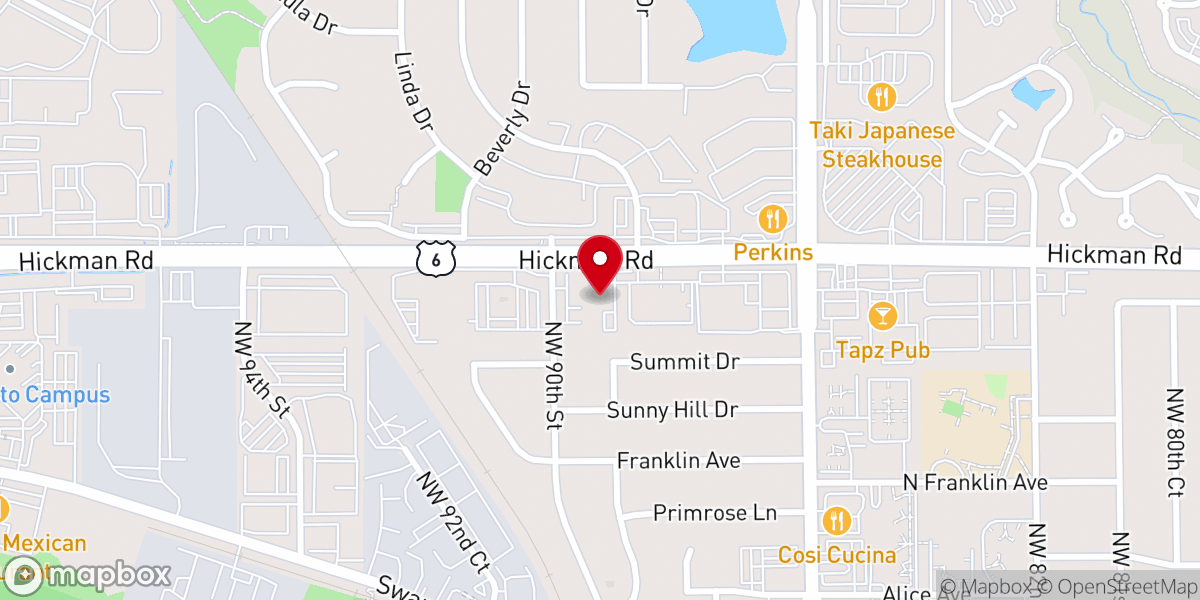 Map showing location of Des Moines Chin Evangelical Church
