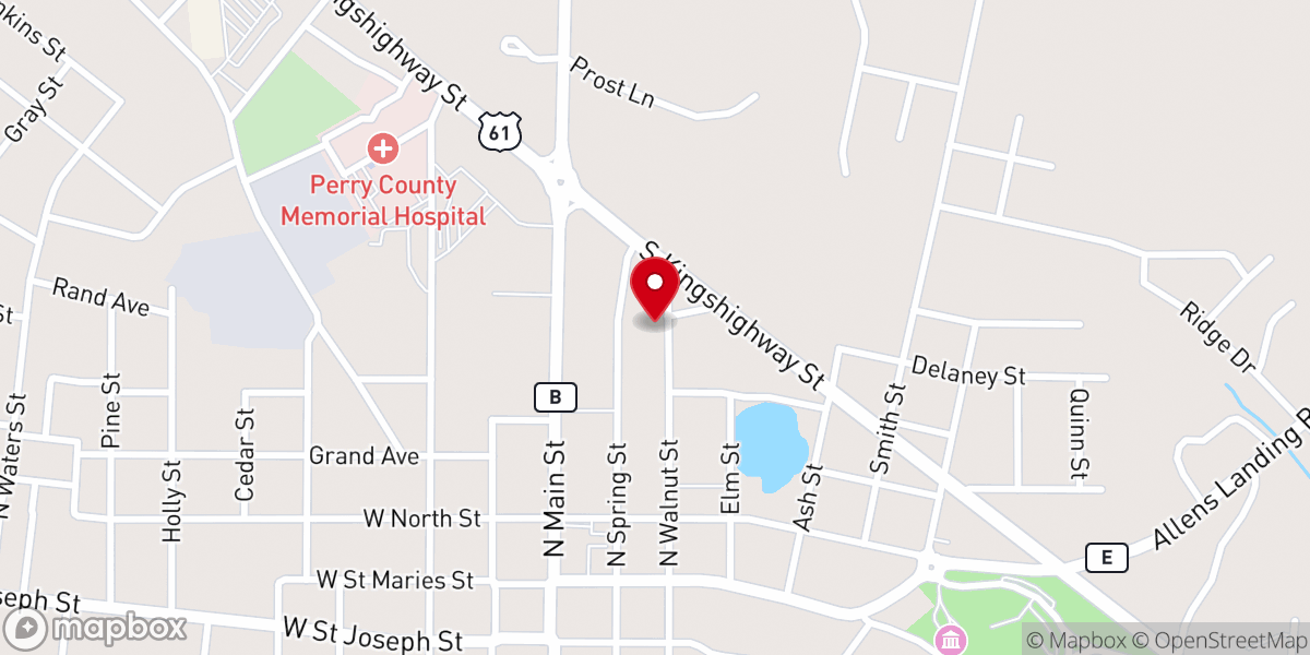 Map showing location of Calvary Baptist Church