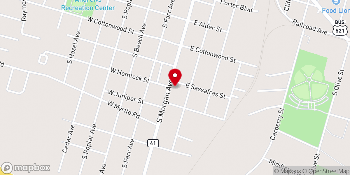 Map showing location of Victory Freewill Baptist Church