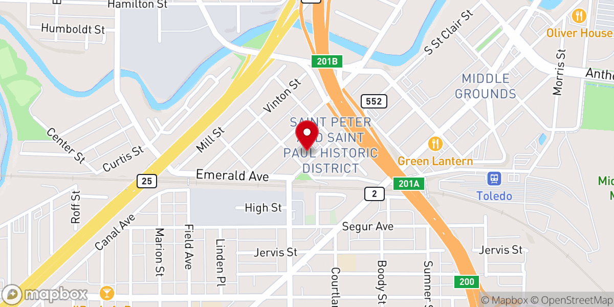 Map showing location of St Peter & Paul's Church