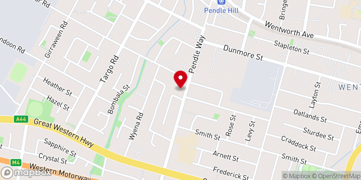 Map showing location of Pendle Hill Baptist Church