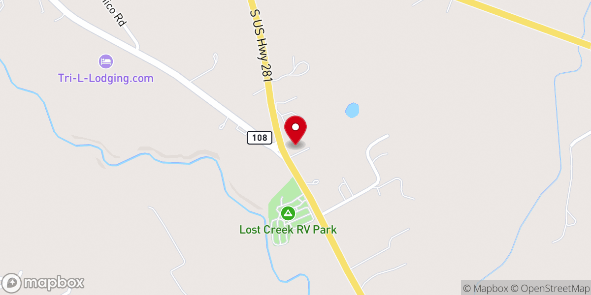 Map showing location of Valley Grove Baptist Church
