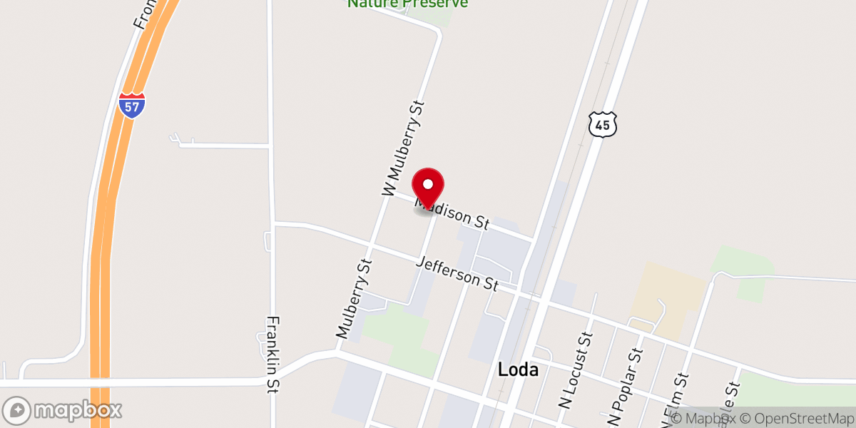 Map showing location of Saint Joseph Catholic Church, Loda