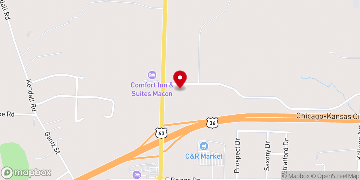 Map showing location of Crossroads Christian Church