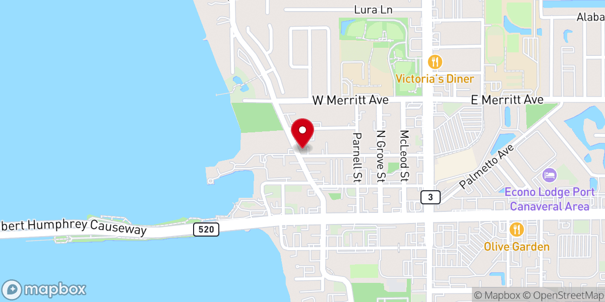 Map showing location of Unity Church of Merritt Island