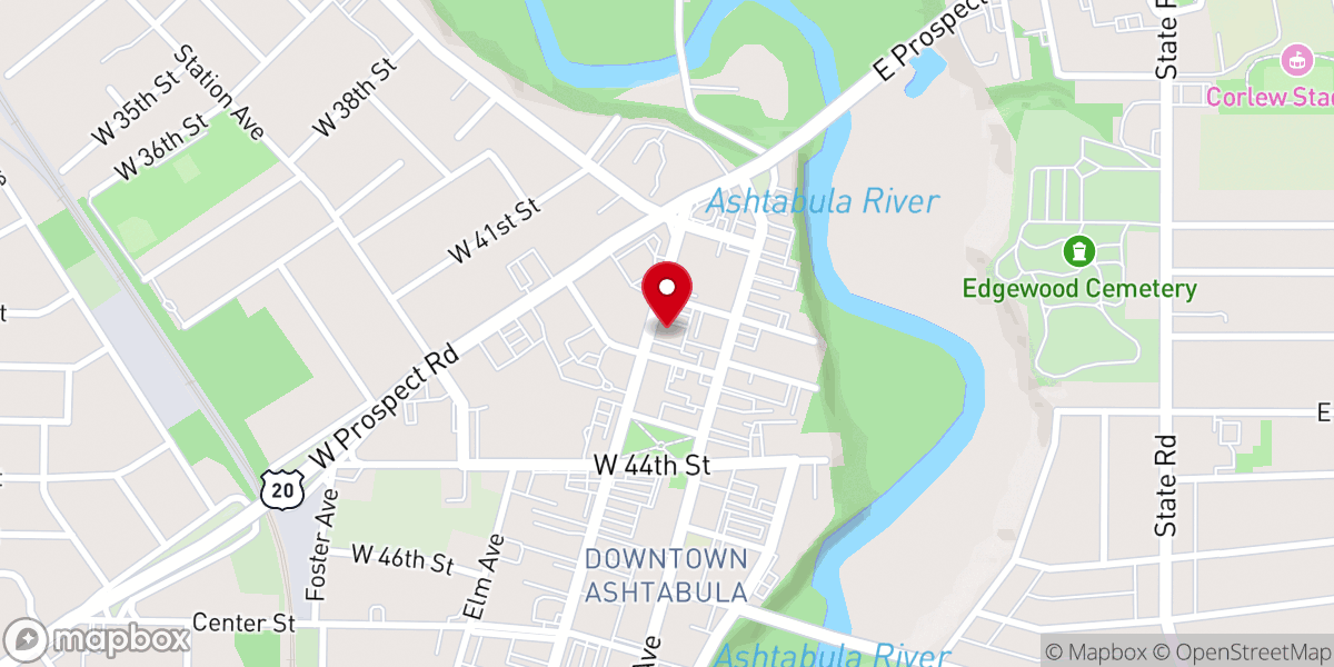 Map showing location of Catholic Charities for Ashtabula County