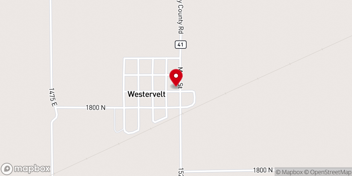 Map showing location of Westervelt Christian Church