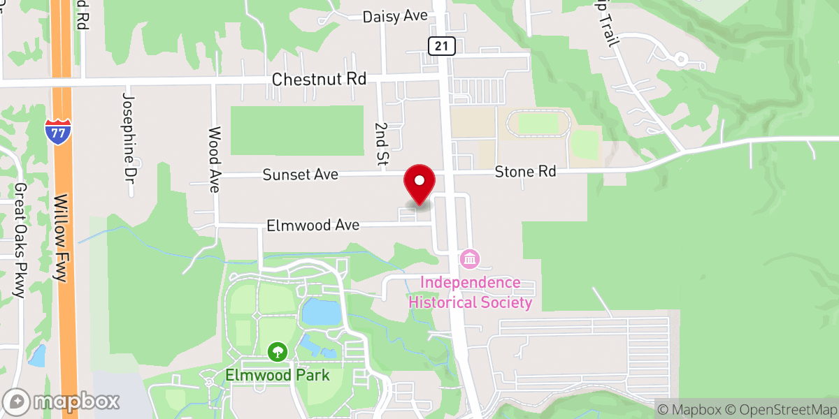 Map showing location of Independence Presbyterian Church