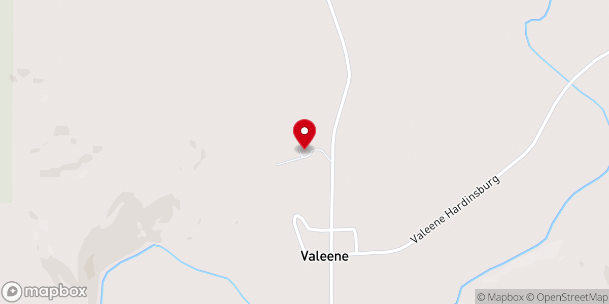 Map showing location of Valeene Wesleyan Church